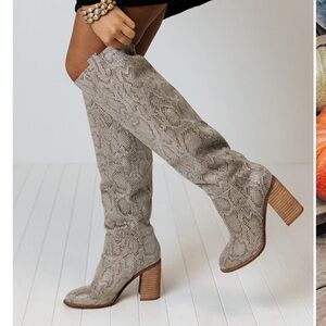Worn Once: Over the Knee Snakeskin Boots